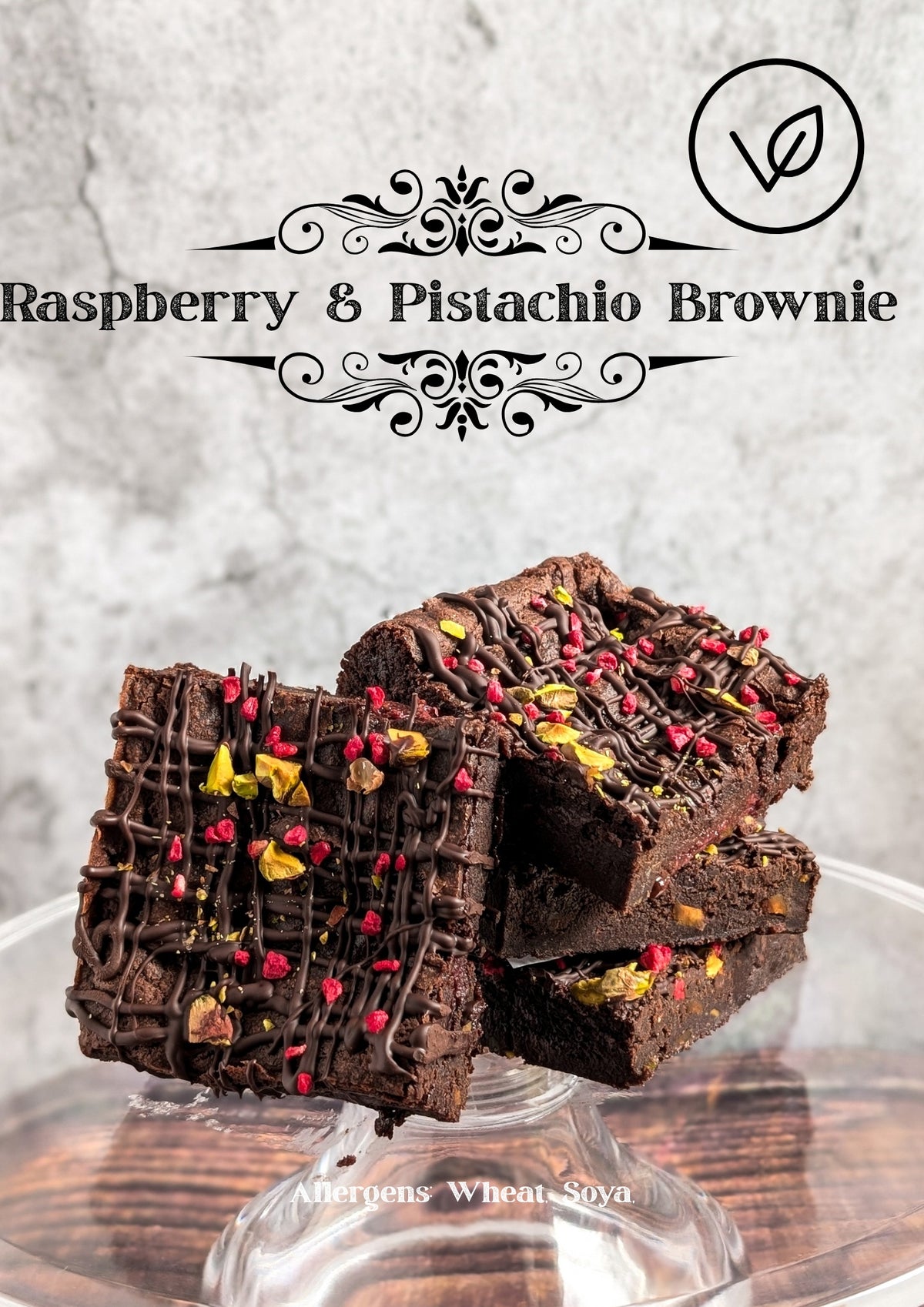 *Vegan* Raspberry & Pistachio Brownie - 2 pieces
